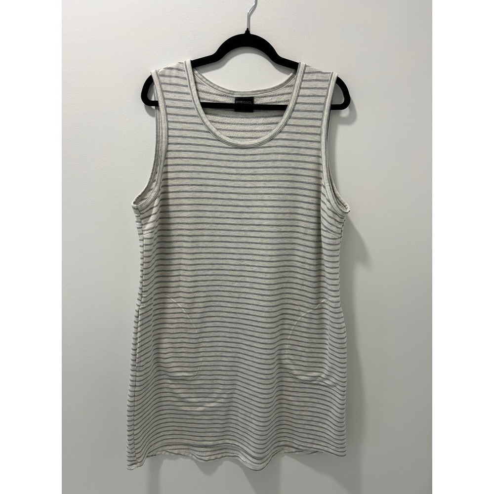 32 Degrees Cool Womens XL Gray Striped Sleeveless Pocket Shift Dress Soft Lounge